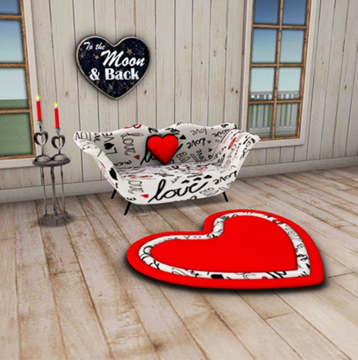 [DA] Heart couch{ADULT}-heart Rug-table w/ candles-moon Decor