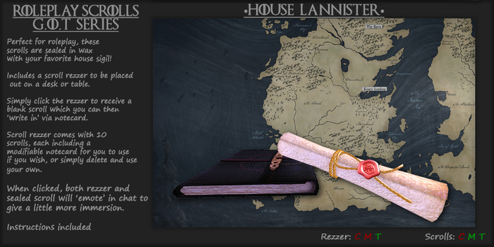 Scrolls for Roleplay - House Lannister(Boxed)