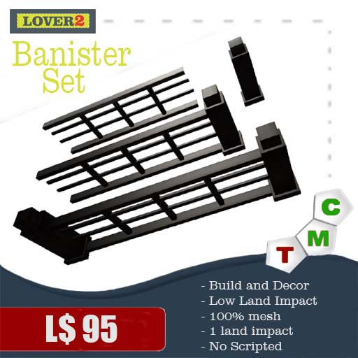 Mesh Banister Set (1 prim each)