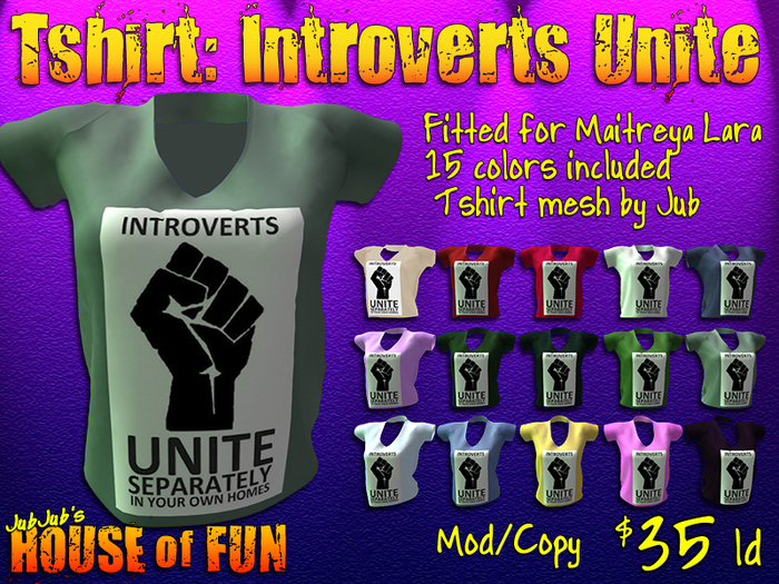 HoF: Tshirt: M_Lara: Introverts Unite