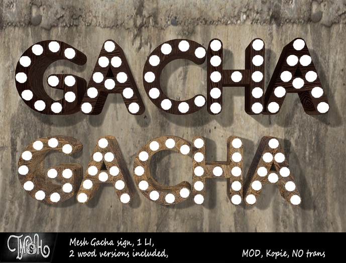 TM(s)H, GACHA Sign, brown wood