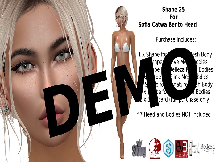 Shape 25 DEMO for Sofia Catwa Bento Mesh Head