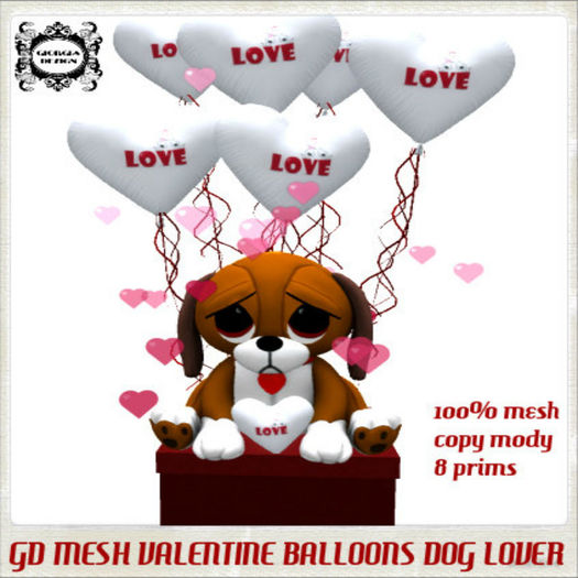GD MESH VALENTINE BALLOONS DOG LOVER