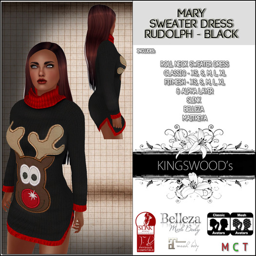 KS - Mary - Rudolph Sweater Dress (Black)
