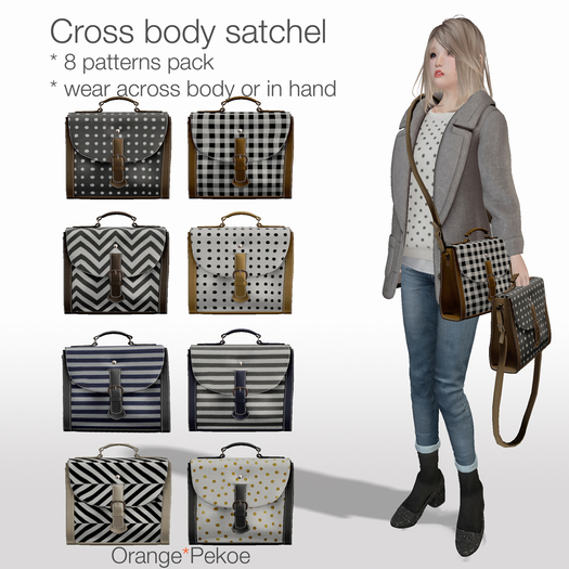 (O*O) - Cross body leather satchel (8 patterns)