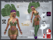 DEMO PACKAGE for Mardi Gras Veronica Fitmesh Skirt Set w/Heels
