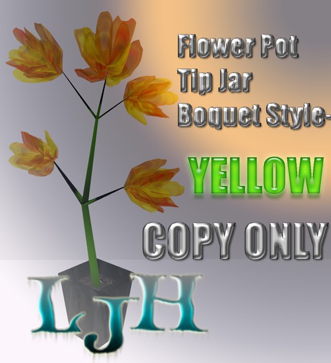 [LJH] Designs Flower Pot tip  jar - BOUQUET Tree - YELLOW