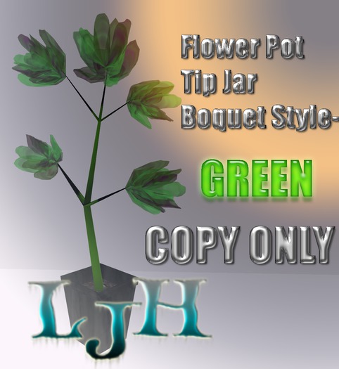 [LJH] Designs Flower Pot tip  jar - BOUQUET Tree - GREEN