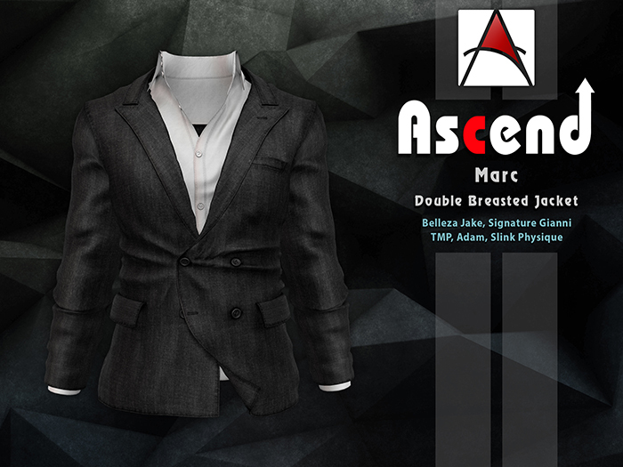 Second Life Marketplace - //Ascend// Marc Jacket - Tweed Black [ADD ME]