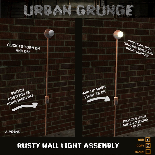 Rusty Wall Light Assembly 