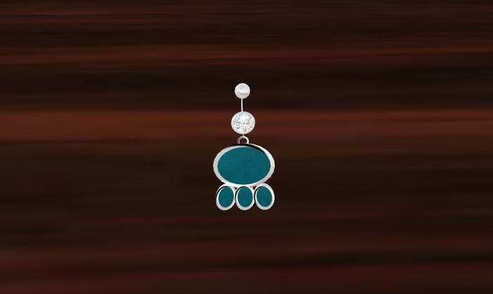 TM Turquoise and Silver Paw Belly Ring