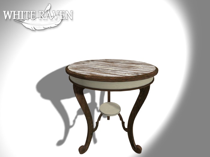 White Raven - Round Side Table: Crema (box)