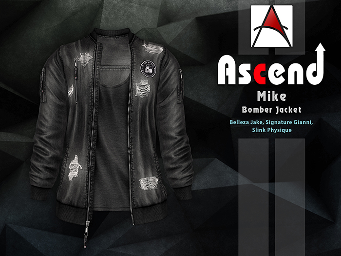 /Ascend/ Mike Bomber Jacket - Ripped Black [ADD ME]