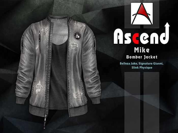 /Ascend/ Mike Bomber Jacket - Ripped Denim Gray