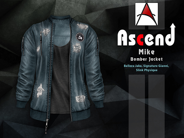/Ascend/ Mike Bomber Jacket - Ripped Denim Seal