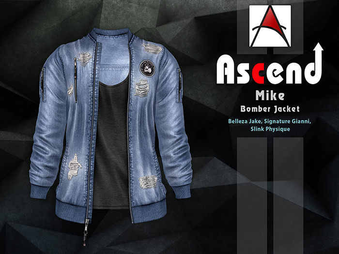 /Ascend/ Mike Bomber Jacket - Ripped Denim Skyblue