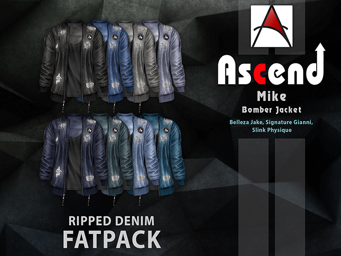 /Ascend/ Mike Bomber Jacket - Ripped Denim Fatpack [ADD ME]
