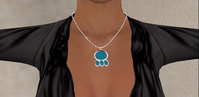 Turquoise and Silver Paw Necklace