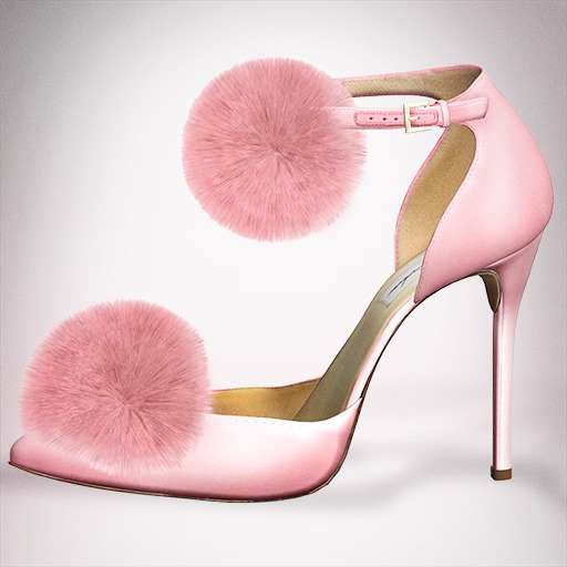 (Geisha.) Trisha Fur Pumps - Pink