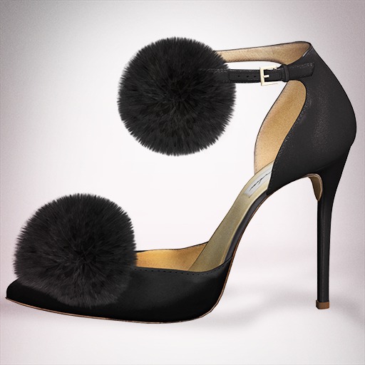 (Geisha.) Trisha Fur Pumps - Black