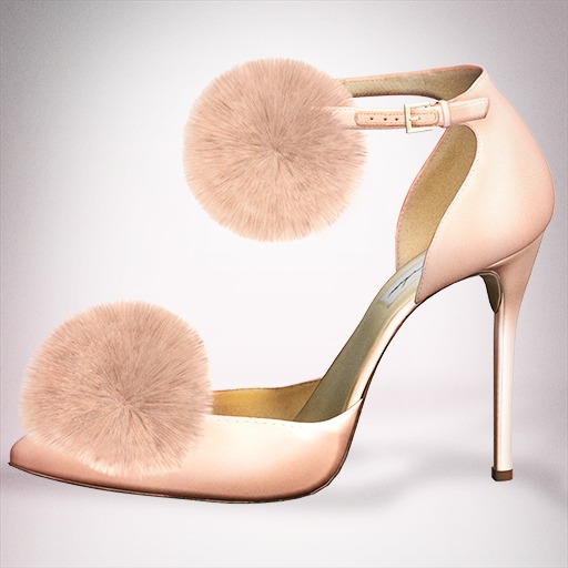 (Geisha.) Trisha Fur Pumps - Peach
