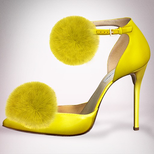 (Geisha.) Trisha Fur Pumps - Yellow