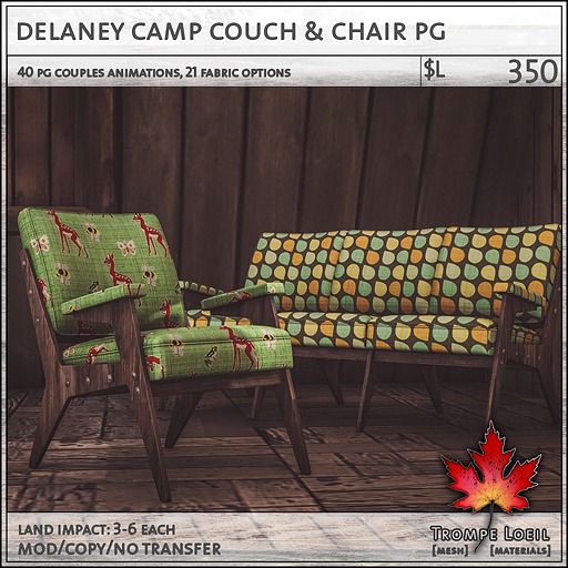 Trompe Loeil - Delaney Camp Couch & Chair PG [mesh]