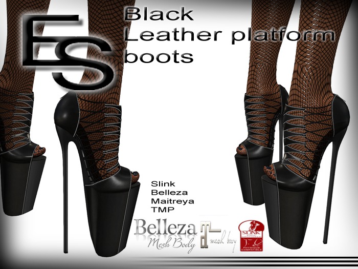 :Es: Black Leather platform boots