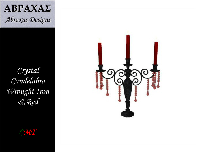 AD Crystal Drop Candelabra WI/Red