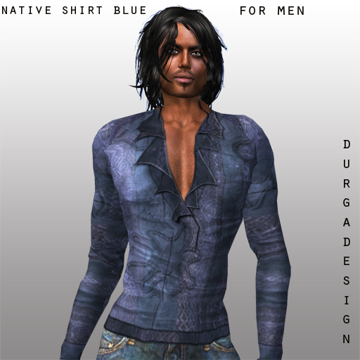NATIVE SHIRT FOR MEN BLUE, DURGA DESIGN