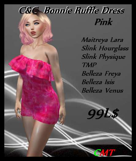 C&C  Bonnie Ruffle Dress Pink