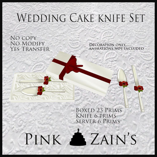 Rose Cake Knife Set - Red  [Boxed]