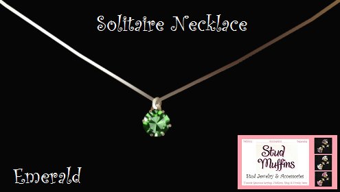 Stud Muffins - Solitaire Pendant Necklace EMERALD