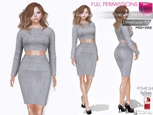 DAE+OBJ+PSD Crop Long Sleeves Top with Pencil Skirt Ocacin,Slink,Maitreya,Belleza All,Ebody