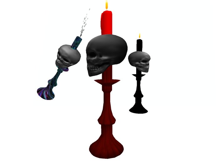 skull candlestick red base/red candle (boxed)