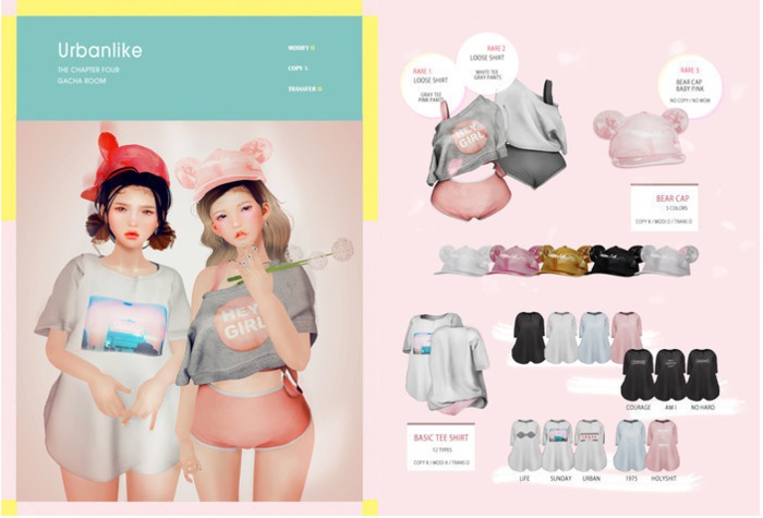 . offbeat . Urbanlike : Loose WHITE tee / GRAY pants RARE