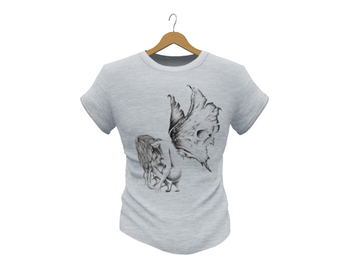 Mens Mesh T-Shirt White Skull Angel