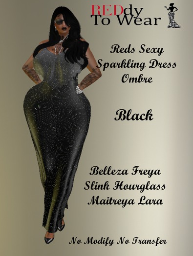 RTW REDS BLACK OMBRE  SEXY SPARKLING DRESS