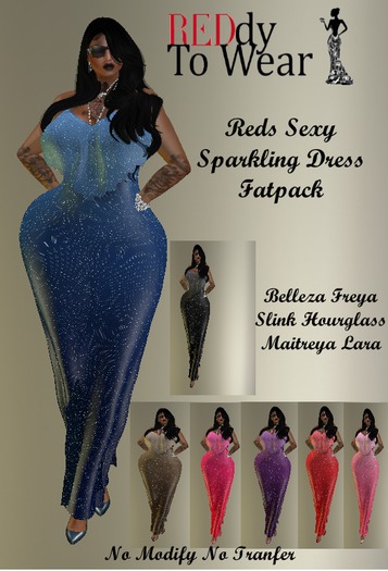 RTW REDS OMBRE  SEXY SPARKLING DRESS FATPACK