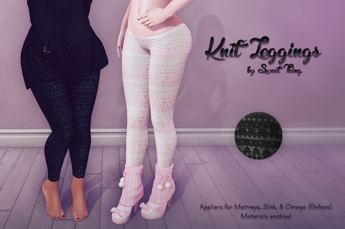Sweet Thing. Knit Leggings - Gray Applier (Maitreya, Slink, Omega)