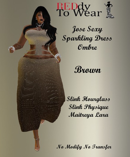 RTW JOSE BROWN OMBRE  SEXY SPARKLING DRESS