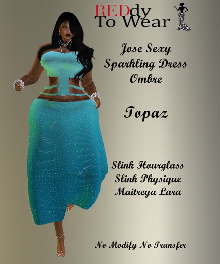 RTW JOSE TOPAZ OMBRE  SEXY SPARKLING DRESS