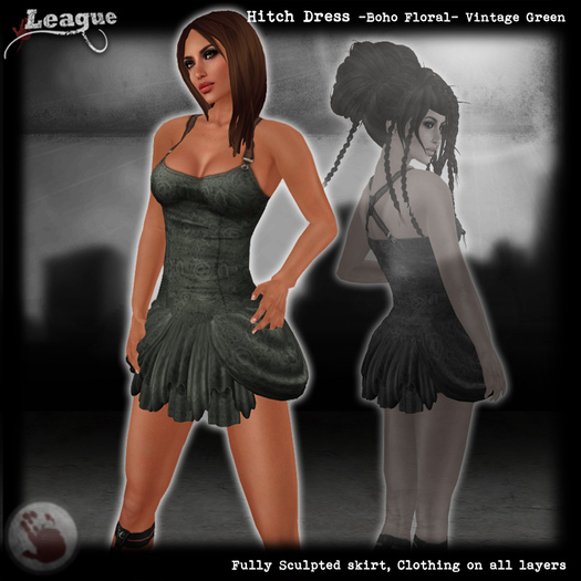 *League* Hitch Dress -Floral- Vintage Green 