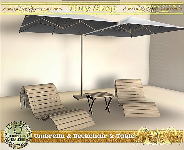 Umbrella, sun bed and table, 100%mesh (full perm).