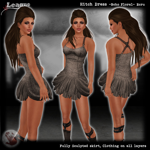 *League* Hitch Dress -Floral- Ecru