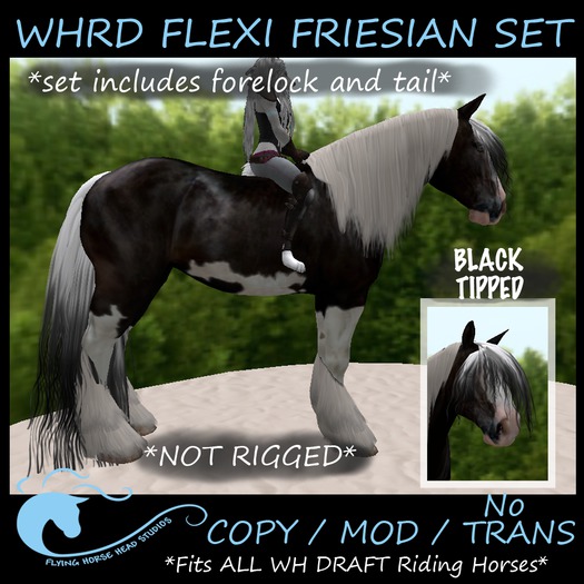 WH Riding Horse Draft Friesian Flexi -Black-Tipped
