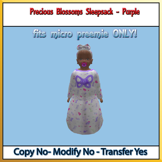 *CC* Precious Blossoms Sleepsack - Purple (Micro Preemie)