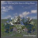 Cosmos Blue and White Roses in Oblong Planter (BOX)