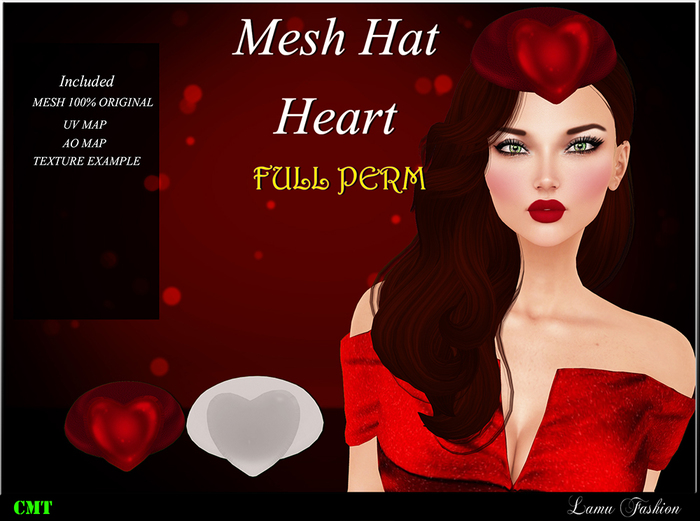 -Lamu Fashion-Mesh Hat Heart FULL PERM