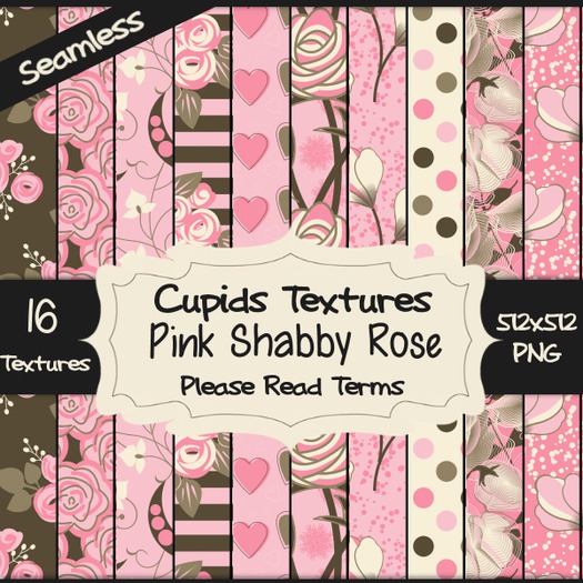 *Cupids Textures * 16 PINK SHABBY ROSE